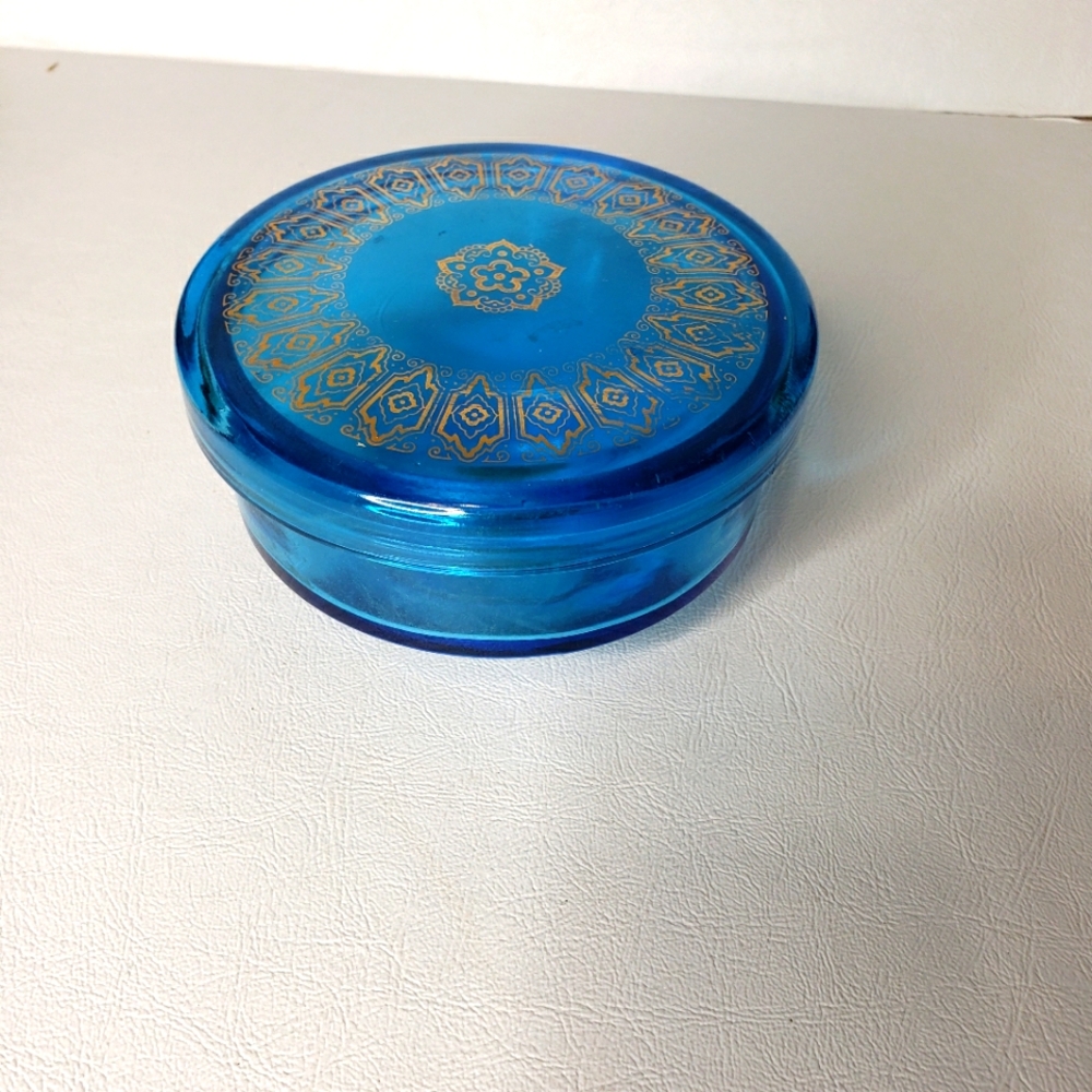 Blue Glass Trinket Dish